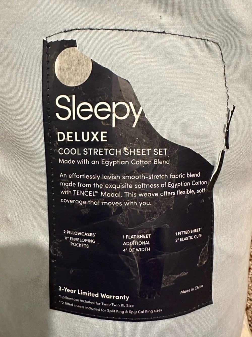 Sleepys Deluxe Cool Stretch Sheet Set Split King Light Blue cotton modal blend